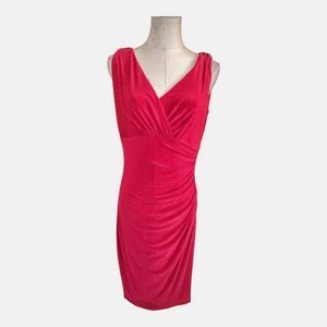 Lauren Ralph Lauren Red Rouched Bodice Dress Size 8